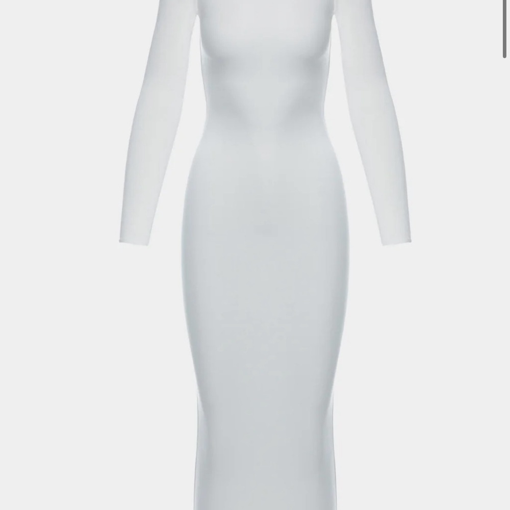 Naked Wardrobe Sleek White Long Sleeve Dress
